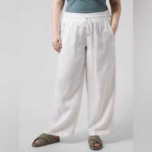 Athleta Linen Wide Leg Pant White XL NWOT
